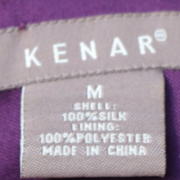 Kenar Plum Silk Ruffled High Halter Neck Keyhole Back Sleeveless Lined Top Sz M - Picture 7 of 7